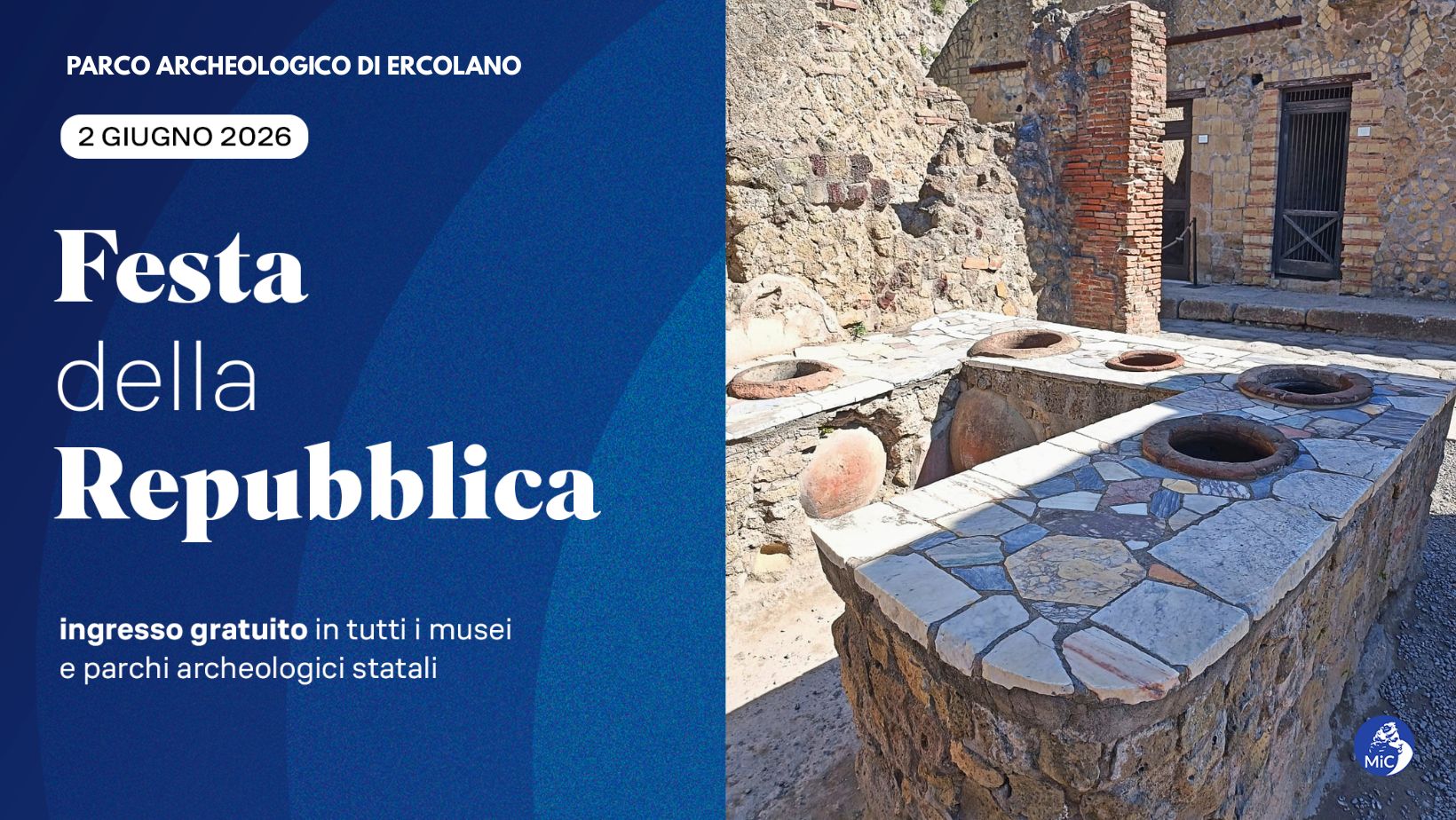 Festa della Repubblica 2026 al Parco archeologico di Ercolano
